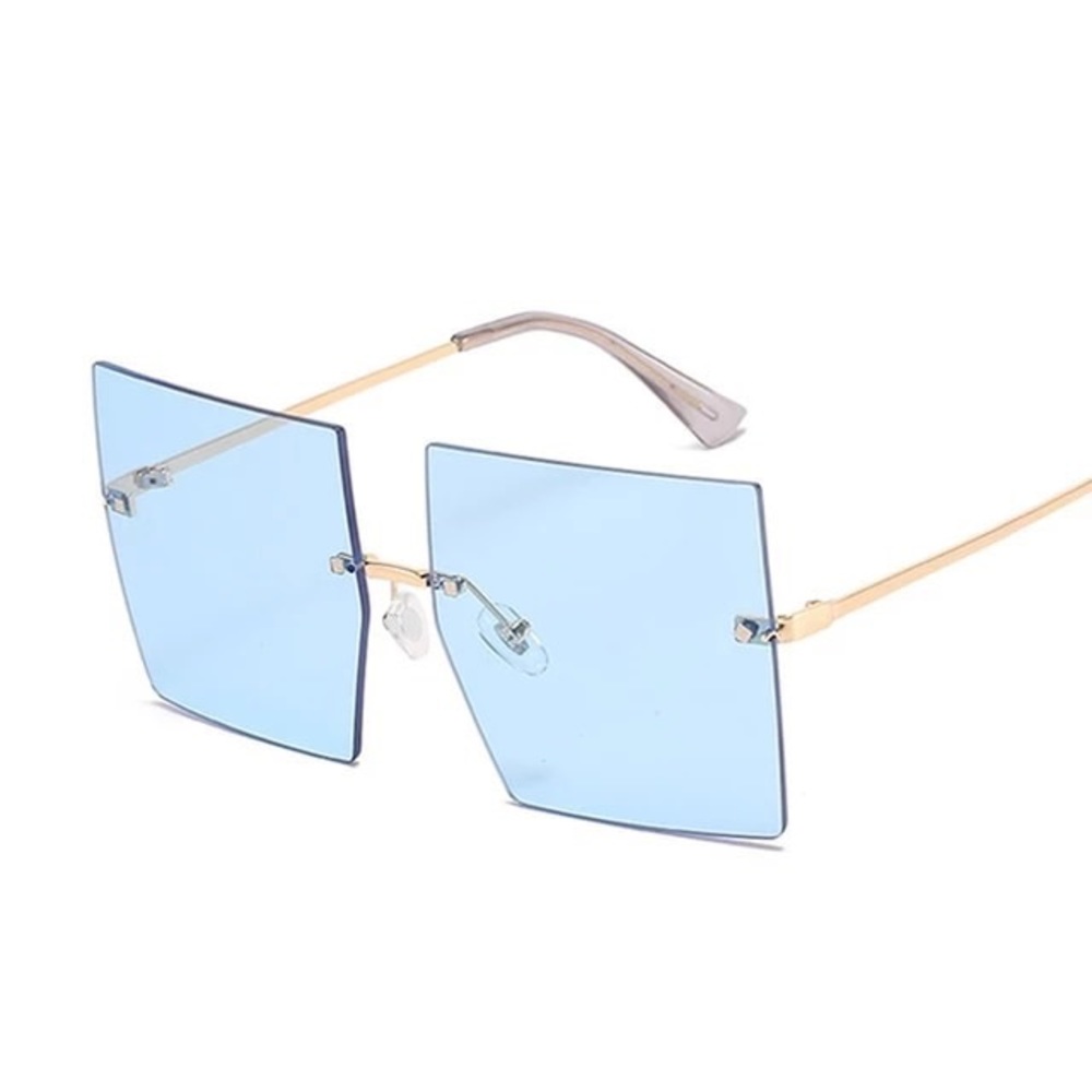 **NEVER WORN** blue square rimless sunglasses